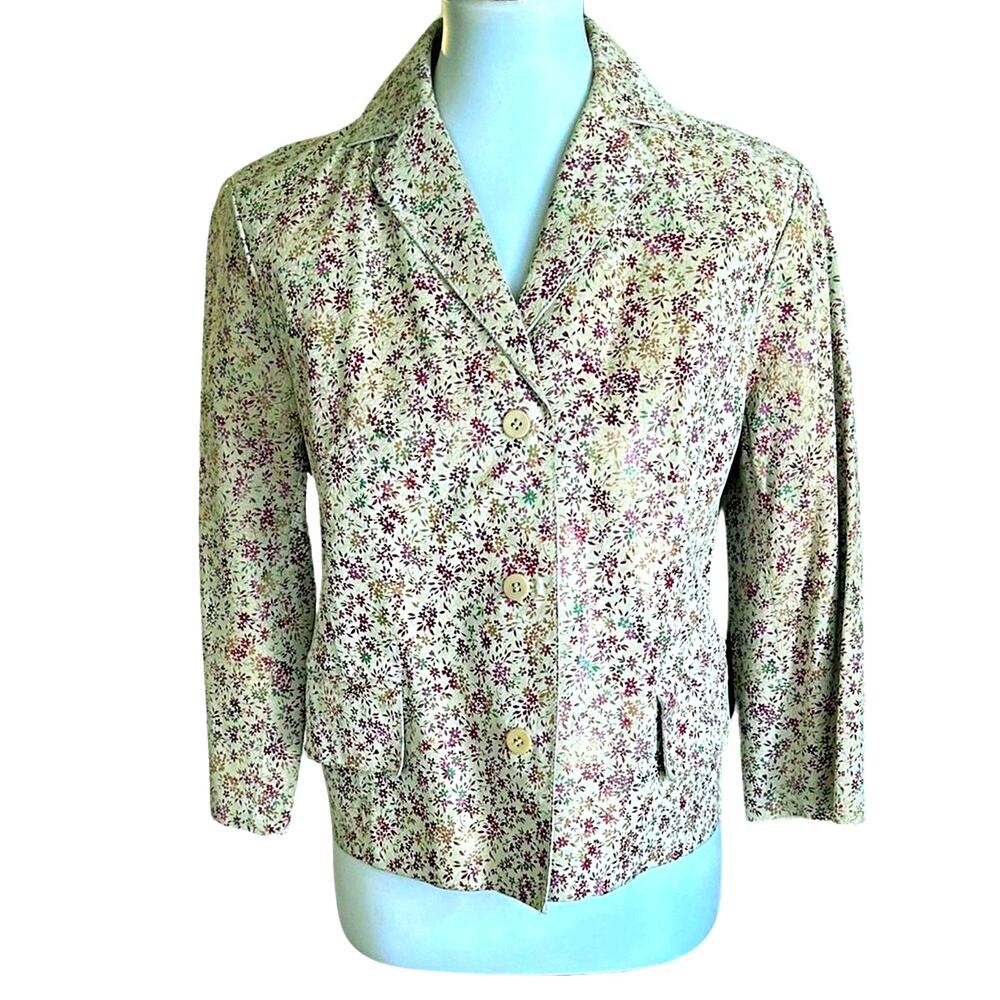 Floral Metallic Leather Jacket, 80's MINT condition, very unique